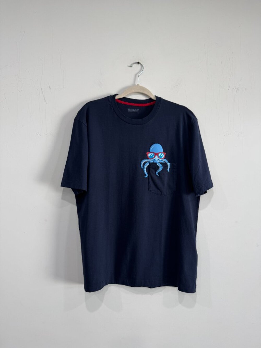 IUMAN Intimissimi Octopus Print Short Cotton T-Shirt Dark Blue New, Size XL - Picture 3 of 16